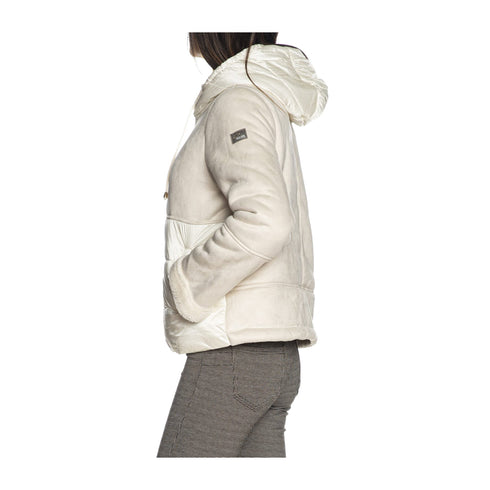 Yes Zee Giacca imbottita Giubbotto Donna ecomonotone con cappuccio Avorio - Francavilla Moda